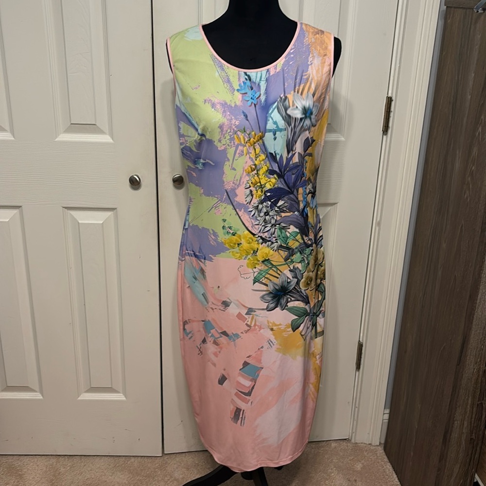 Verda Watercolor Print Sleeveless Dress